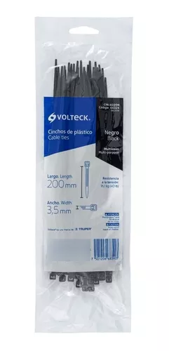 Volteck Plastic Wire Ties - Black 40lbs, 8” 50/Pk