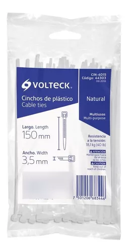 Volteck Plastic Wire Ties 40lbs, 6”  50/Pk 