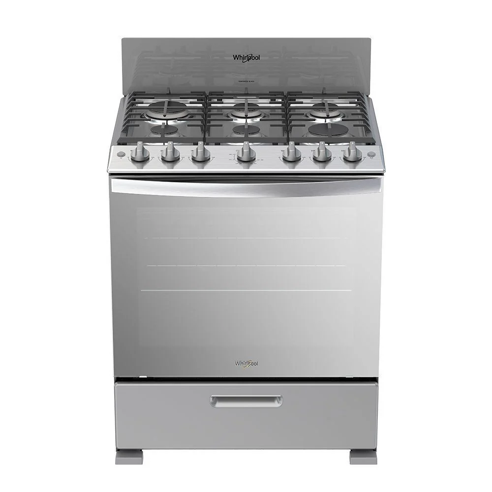 Whirlpool 6 Burner Gas Stove W/ Stainless Steel Top - Silver  30"