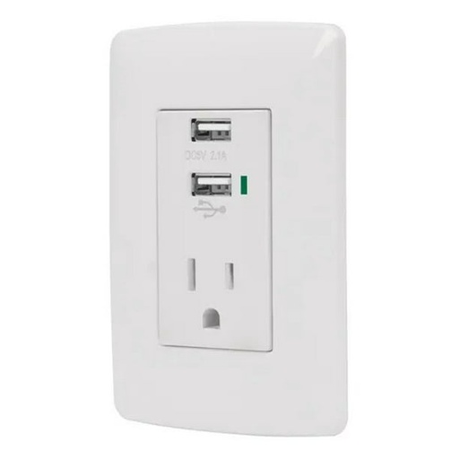Volteck  Built-In USB Charge Port Outlet  - White 