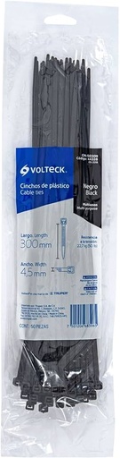 Volteck Plastic Wire Ties - Black 50lbs, 12” 50/Pk