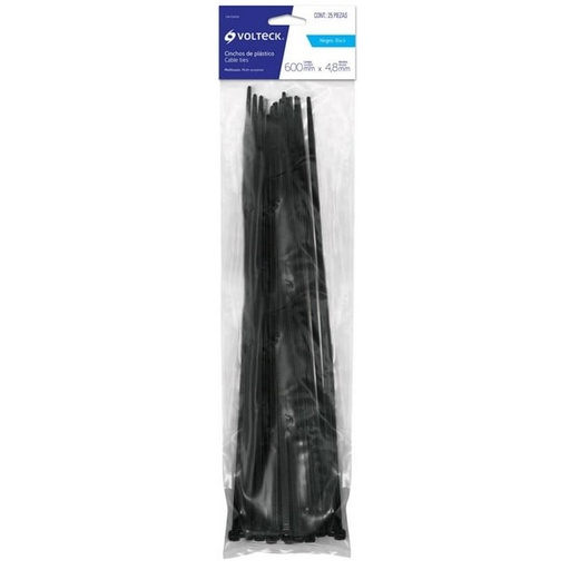 Volteck Plastic Wire Ties - Black 50lbs, 24” 25/Pk