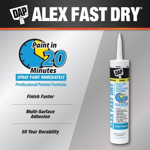 DAP Alex Fast Dry Acrylic Latex Caulk Plus Silicone - White 10.1 .oz