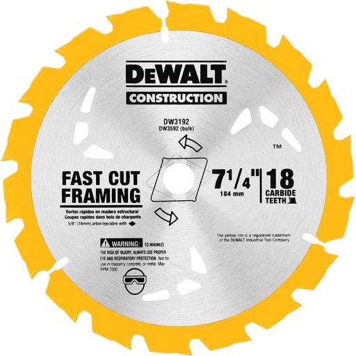 DeWalt Circular Saw Blade 18T  7 1/4” 
