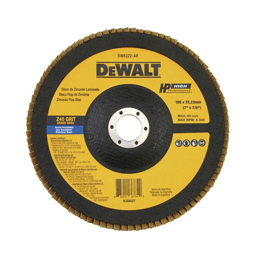 DeWalt Flap Disc 40 Grit 7” x 7/8"