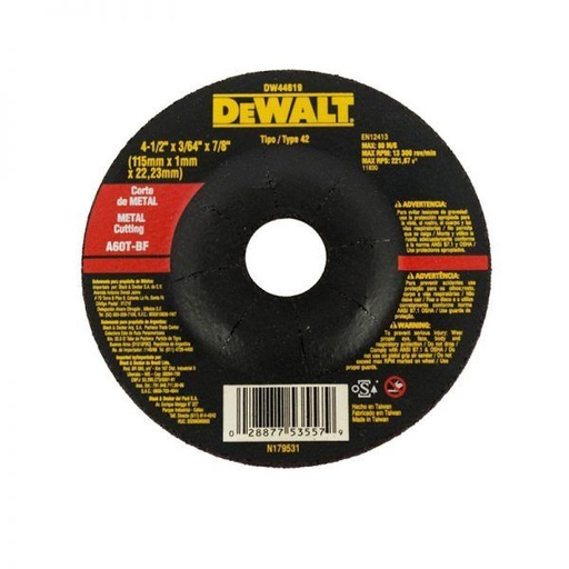 DeWalt Cutting Disc Metal Hub 4 1/2” x .045”