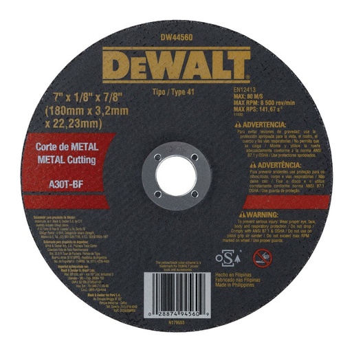 DeWalt Cutting Disc Metal Flat 7” x 1/8”