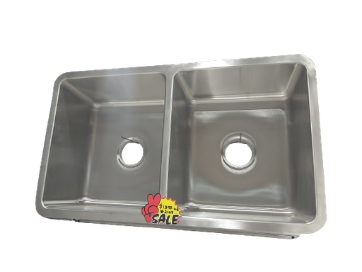 G Work Kitchen Sink Double Bowl 33" x 19" x 9" - Stainless Steel