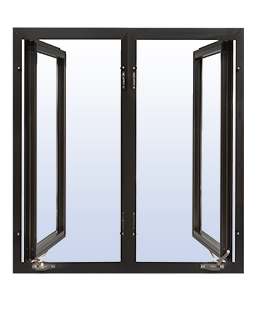 Aluminum Window Casement W/ Projection  - Plain Black 48"H x 48"W